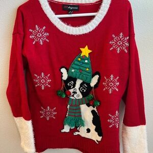 32 Degrees Red and White Crew Neck Ugly Christmas Sweater size medium